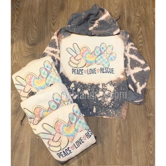 Peace Love Rescue Bleached Sweatshirt - Picture 3 of 5